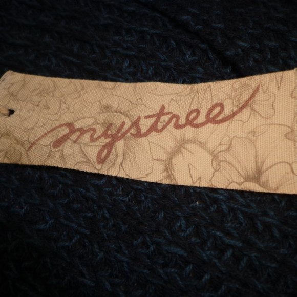 NWT Mystree Knit Tunic L V-Neck Faux Collar Long Sleeves Blue Side Slits - Picture 6 of 15